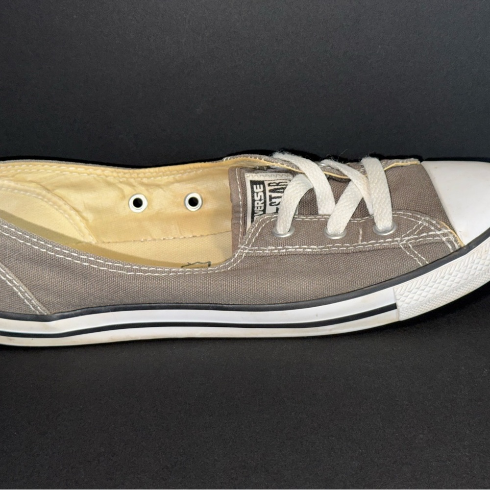 Converse Gray and White Canvas Sneakers with Rubber Toe Cap - Picture 8 of 10